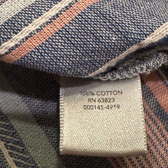 NWT Christopher & Banks Blouse Women's  Blue Striped 3/4 Sleeve V-neck - Picture 5 of 9